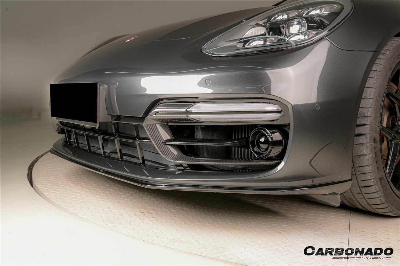 Ventilación de aire del parachoques delantero de fibra de carbono seca estilo OEM Porsche Panamera 971 SD GTS Carbonado 2017-2023