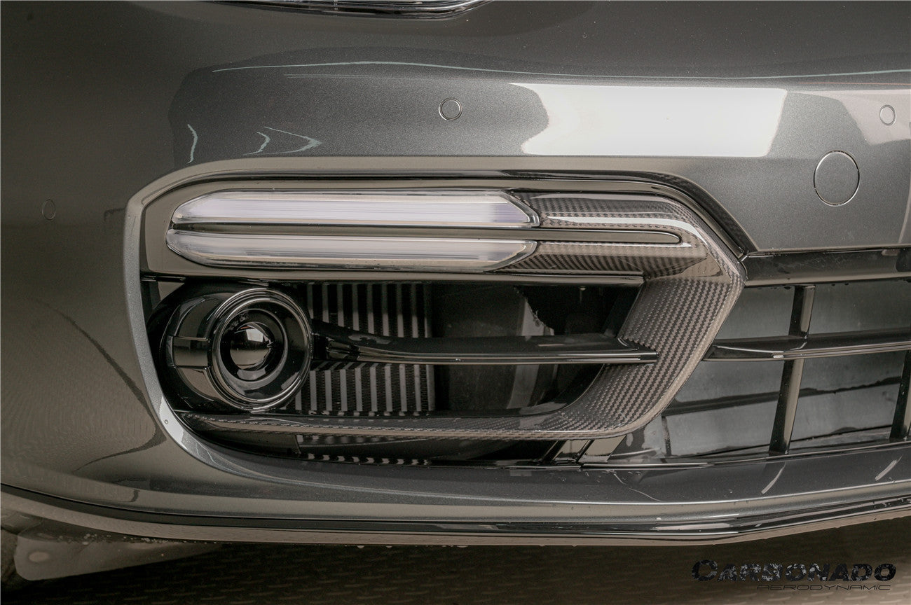 Ventilación de aire del parachoques delantero de fibra de carbono seca estilo OEM Porsche Panamera 971 SD GTS Carbonado 2017-2023