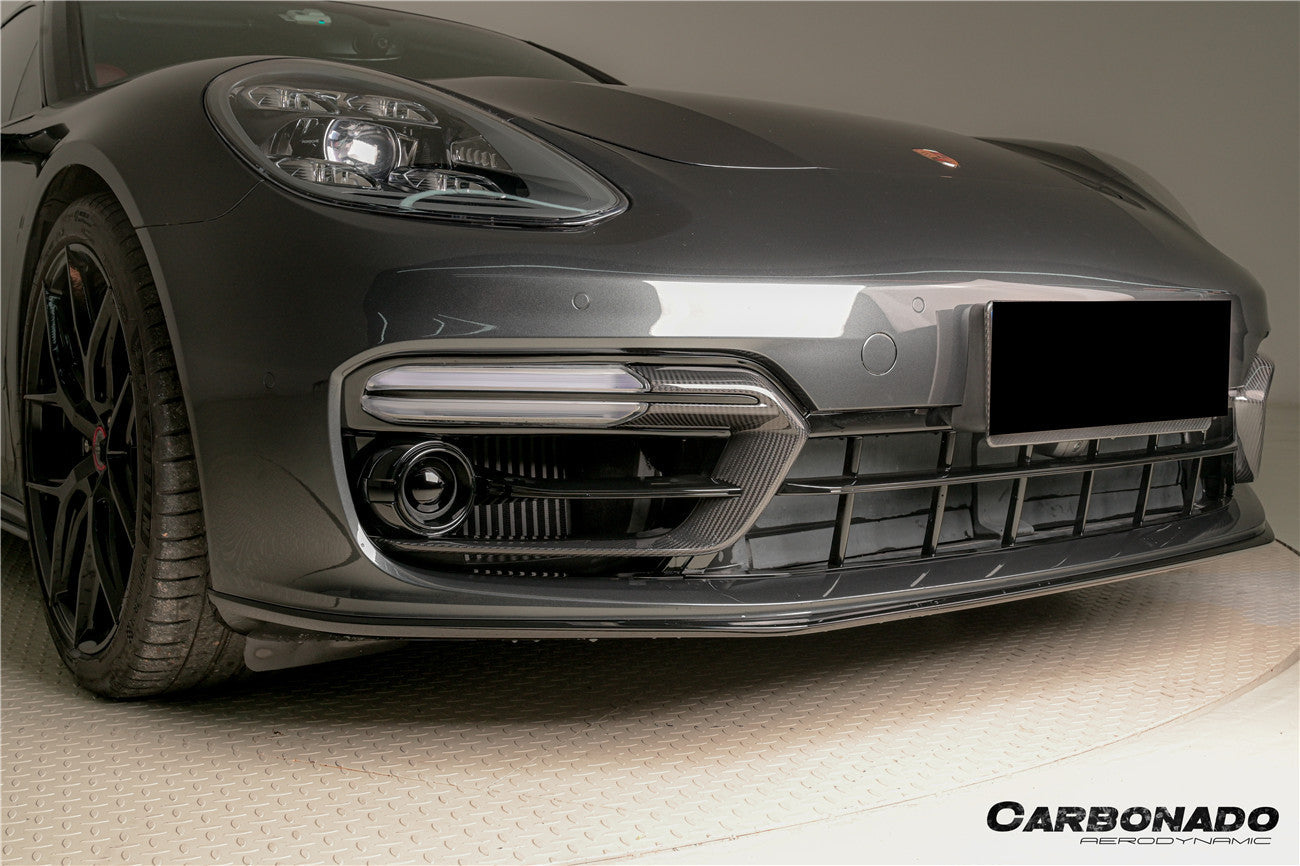 Ventilación de aire del parachoques delantero de fibra de carbono seca estilo OEM Porsche Panamera 971 SD GTS Carbonado 2017-2023