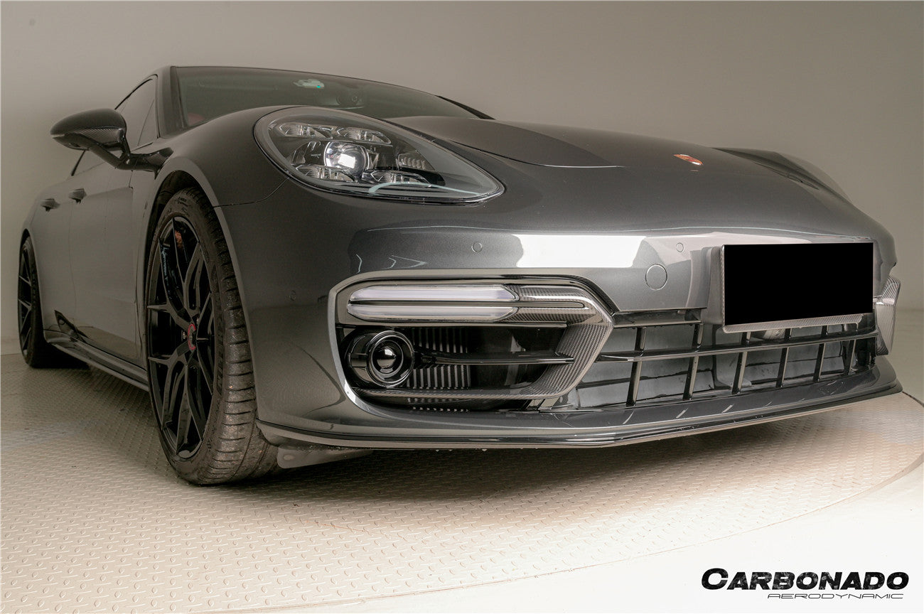 Ventilación de aire del parachoques delantero de fibra de carbono seca estilo OEM Porsche Panamera 971 SD GTS Carbonado 2017-2023