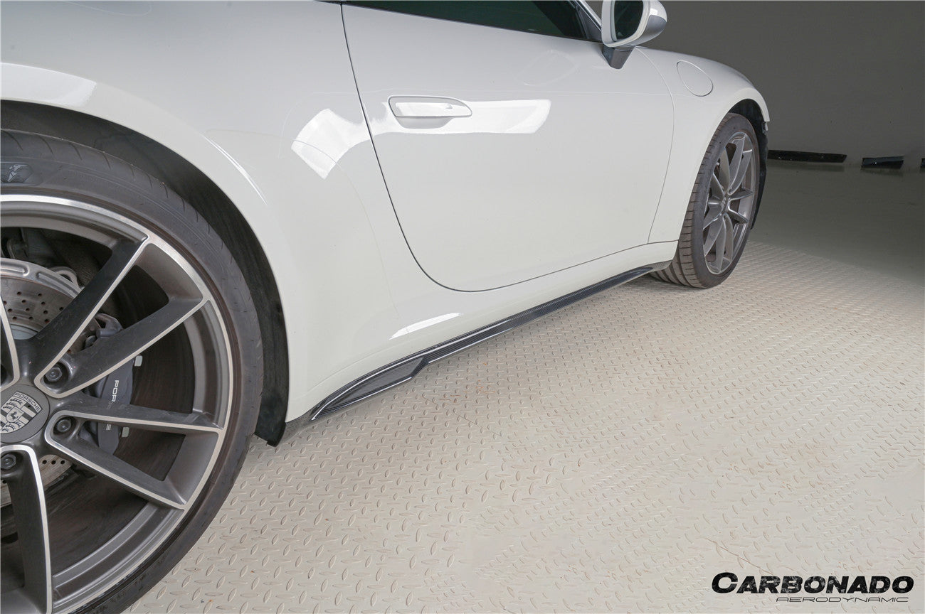 Carbonado 2019-2024 Porsche 911 992 Carrera    Cabriolet Convert Turbo SD Style Dry Carbon Fiber Side Skirts