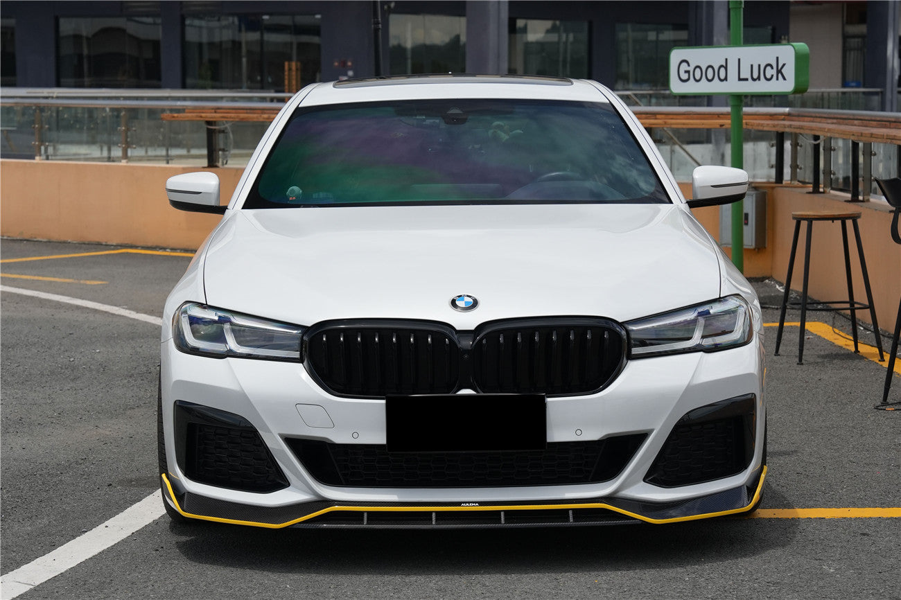 Borde delantero de fibra de carbono seco estilo AD Carbonado para BMW Serie 5 G30 G38 M-tech 2020-2023