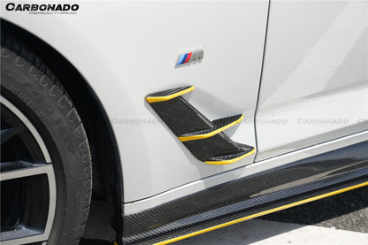 Molduras de ventilación de guardabarros de fibra de carbono seca estilo AD M-tech para BMW Serie 5 G30 G38 2020-2023 Carbonado