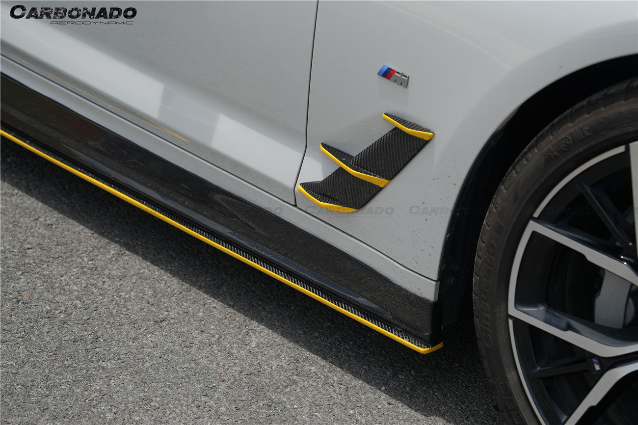 Molduras de ventilación de guardabarros de fibra de carbono seca estilo AD M-tech para BMW Serie 5 G30 G38 2020-2023 Carbonado
