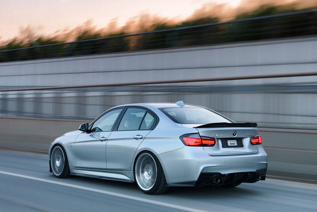 Carbonado 2011-2019 BMW 3 Series F30  F35 M-Tech GV Carbon Fiber Rear Lip with Diffuser   Caps