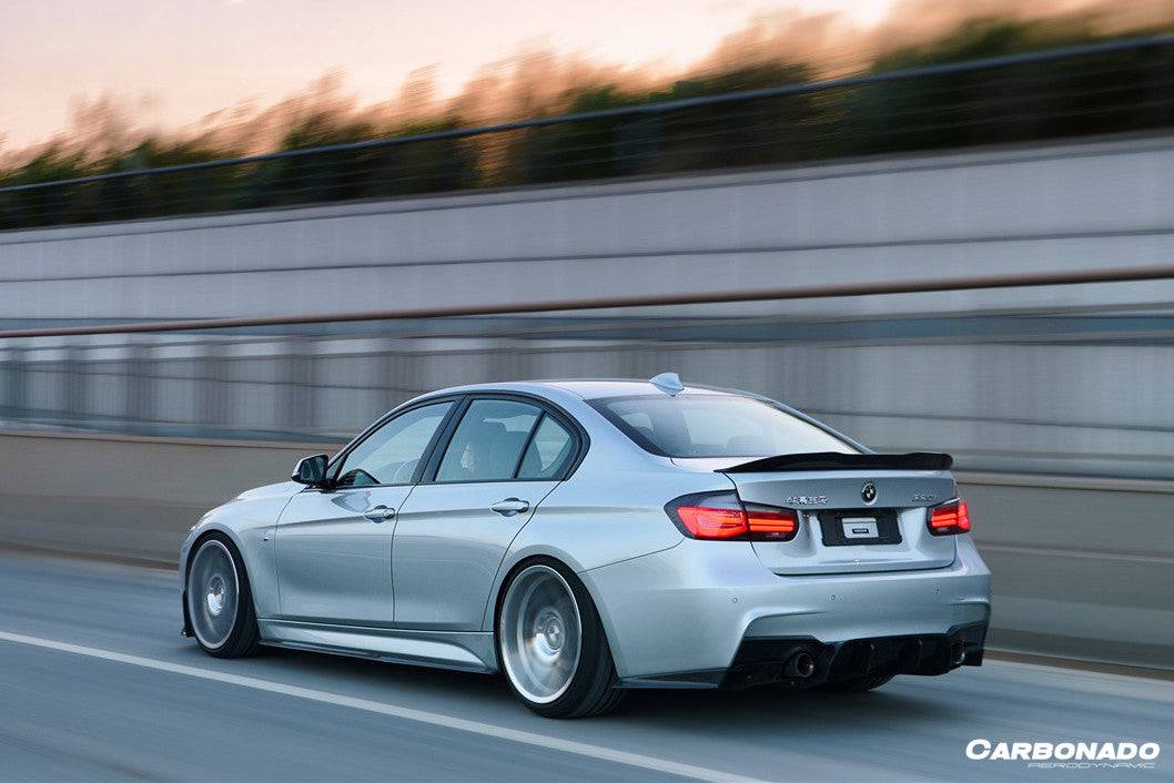 Carbonado 2011-2019 BMW 3 Series F30 F35 M-Tech GV Style Carbon Fiber Rear Lip with Caps
