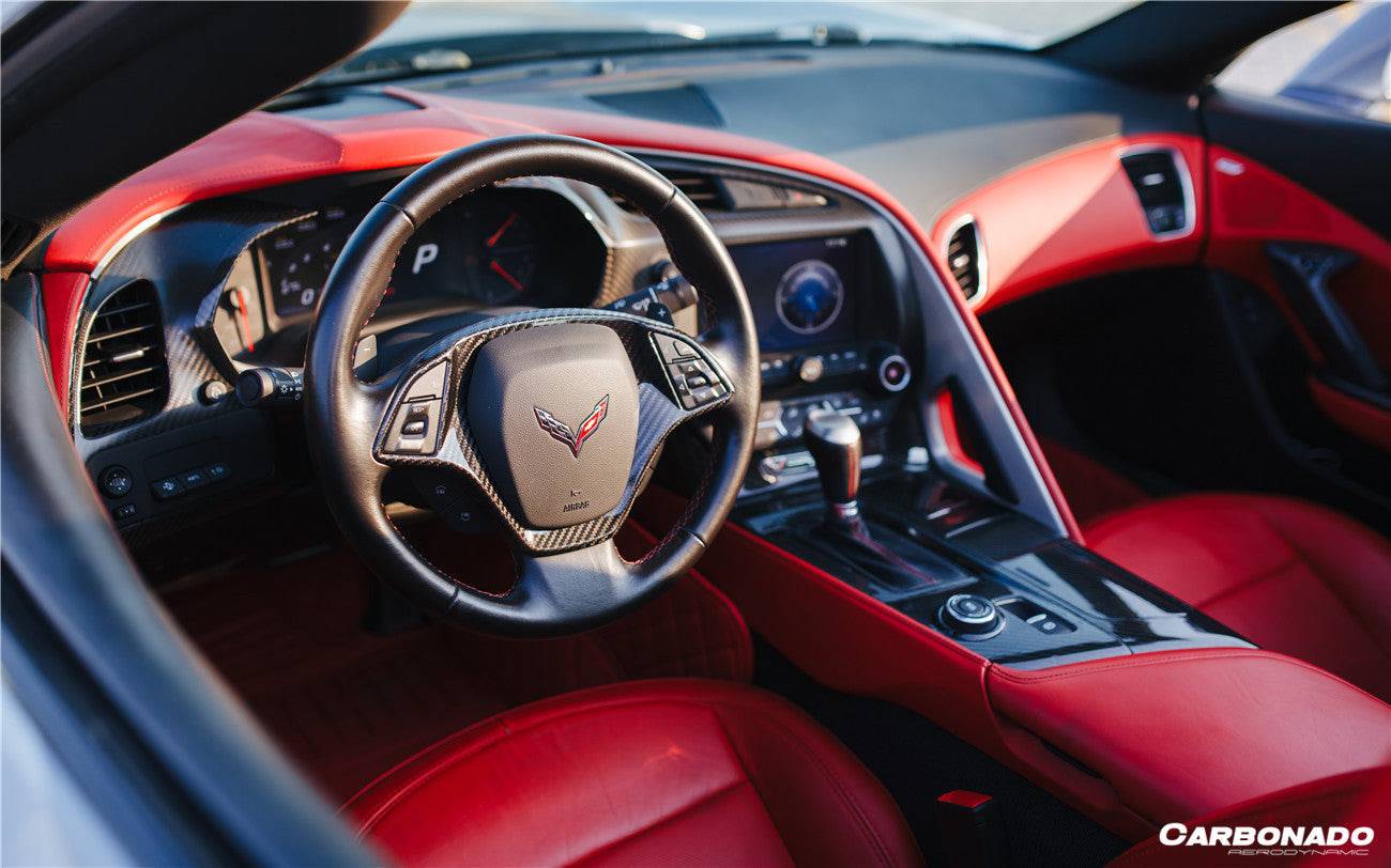 Carbonado 2013-2019 Corvette C7 Z06 Grandsport Dry Carbon Fiber Automatic Manual Control Gear Shift Panel Cover Trim