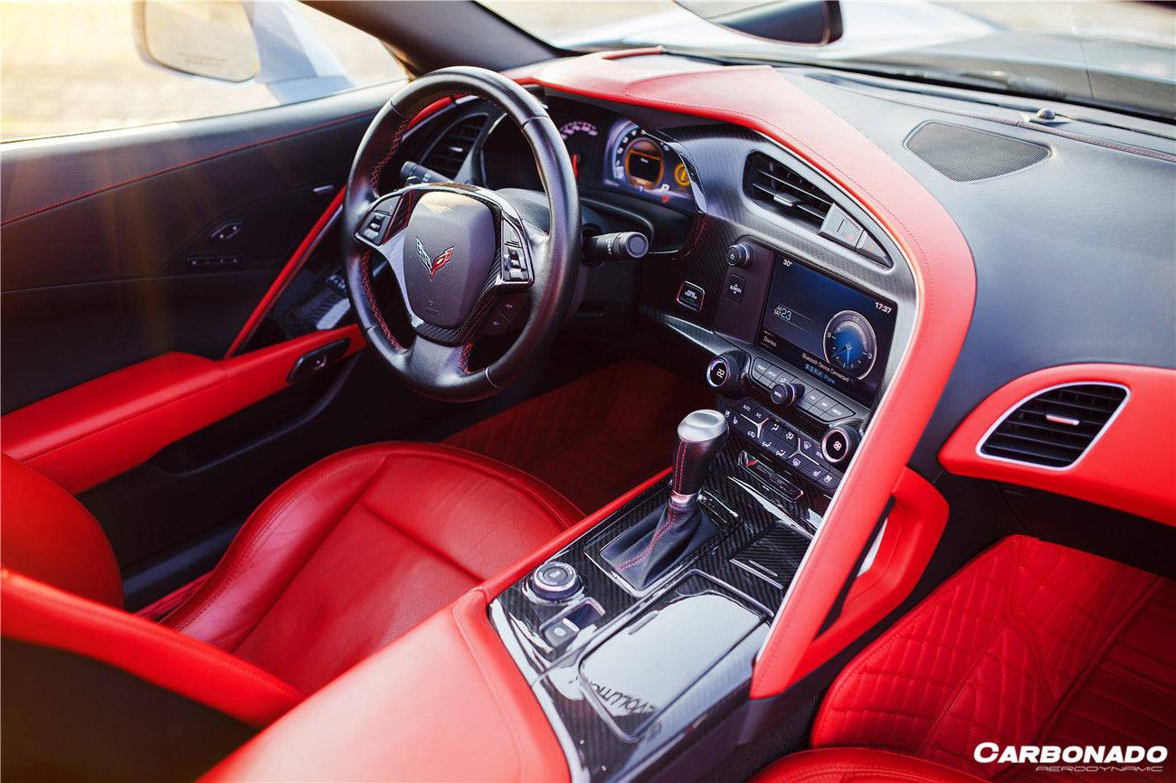 Carbonado 2013-2019 Corvette C7 Z06 Grandsport Dry Carbon Fiber Outside Gears Panel Protective Cover Trim
