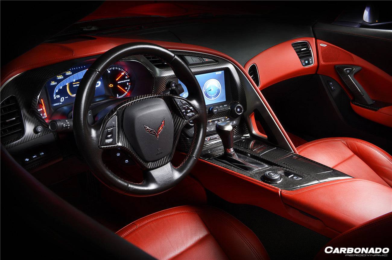 Carbonado 2013-2019 Corvette C7 Z06 Grandsport Dry Carbon Fiber Automatic Manual Control Gear Shift Panel Cover Trim
