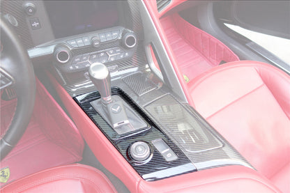DarwinPRO 2013-2019 Corvette C7 Z06 Grandsport - Embellecedor de panel de cambio de marchas con control manual automático interior de fibra de carbono seco