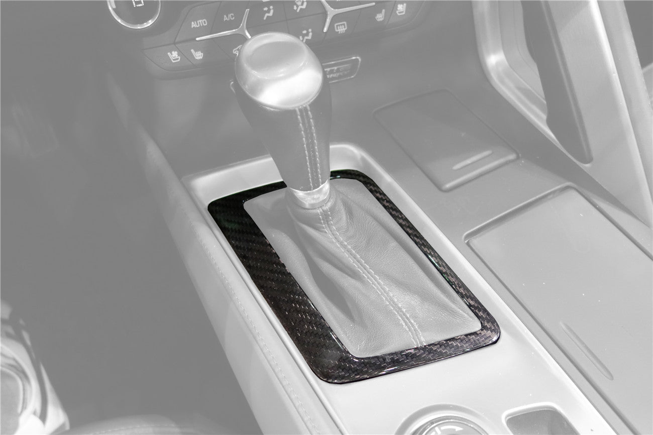 DarwinPRO 2013-2019 Corvette C7 Z06 Grandsport - Embellecedor de panel de cambio de marchas con control manual automático interior de fibra de carbono seco