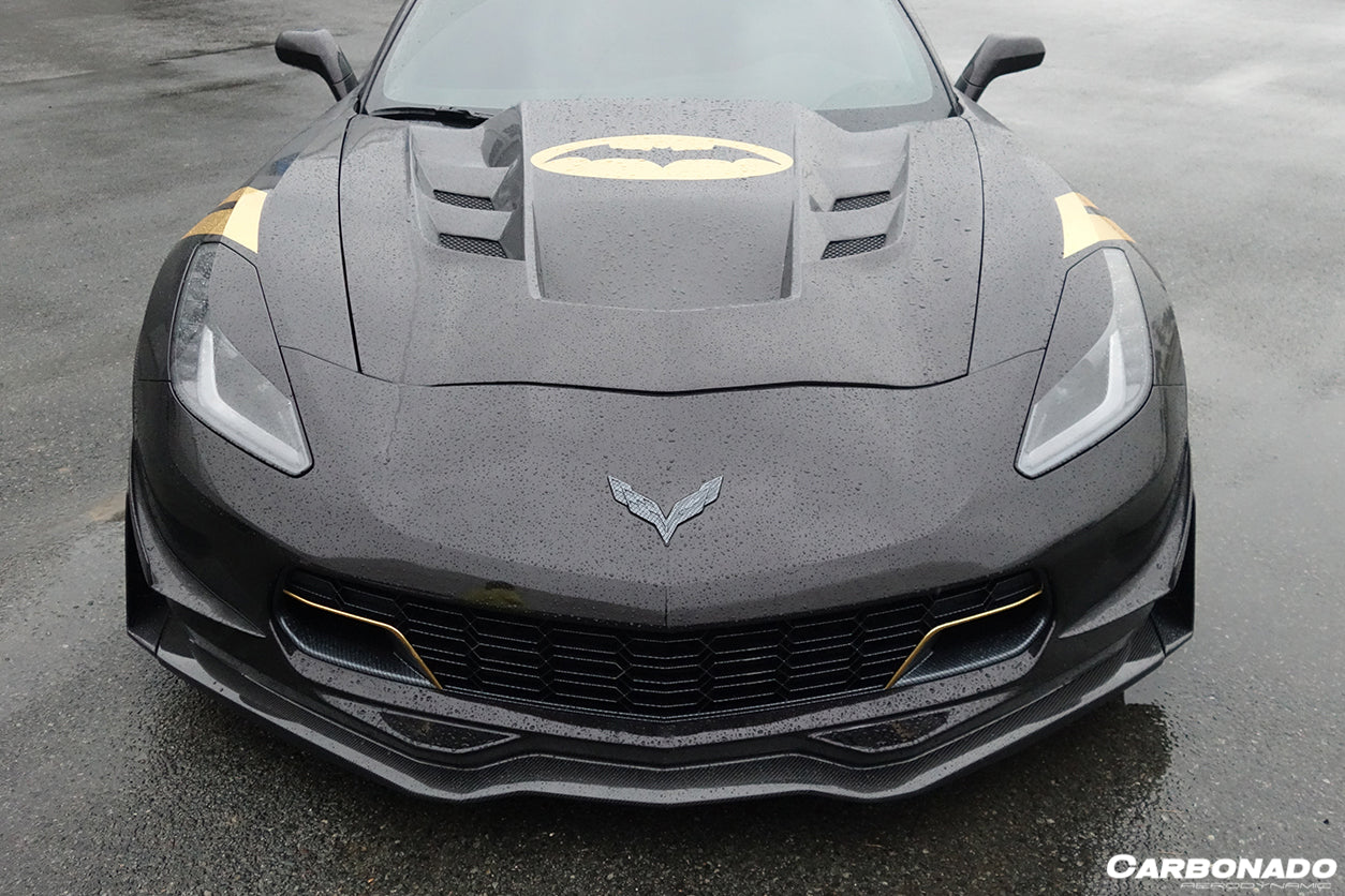 Carbonado 2013-2019 Corvette C7 Z51 Z06 Grandsport Carbon Fiber Front Lip with Caps