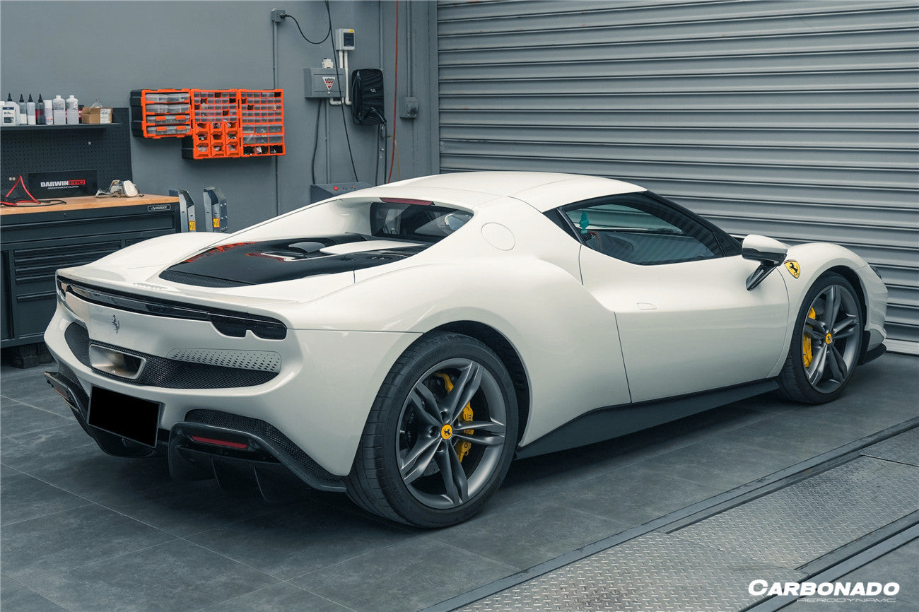 Carbonado 2022-UP Ferrari 296 GTB OE Style Carbon Fiber Rear Bumper With Diffuser