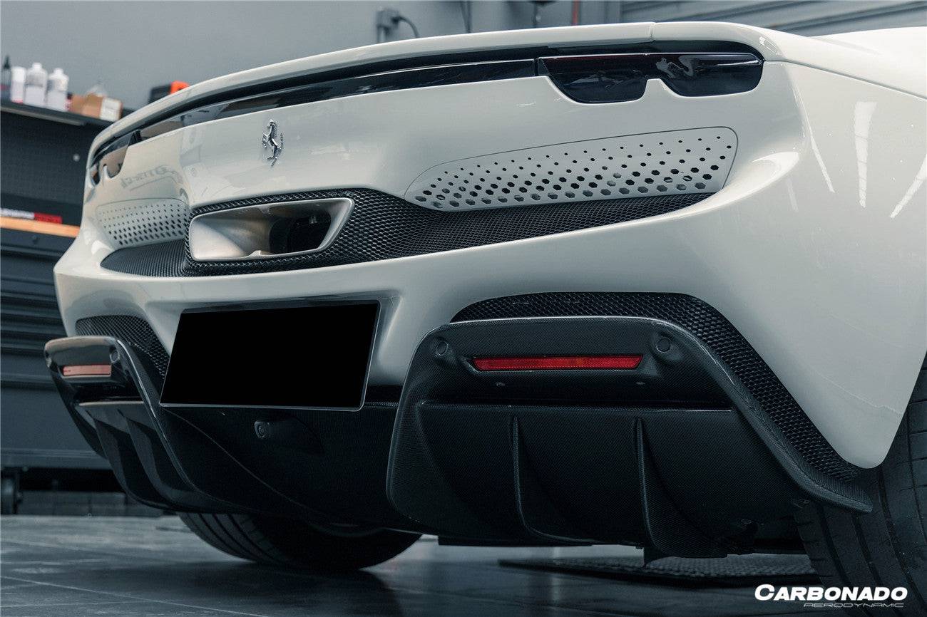 Carbonado 2022-UP Ferrari 296 GTB OE Style Carbon Fiber Rear Bumper With Diffuser
