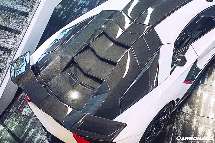 Carbonado 2011-2016 Lamborghini Aventador LP700 Coupe BKSS Style Carbon Fiber Engine Trunk