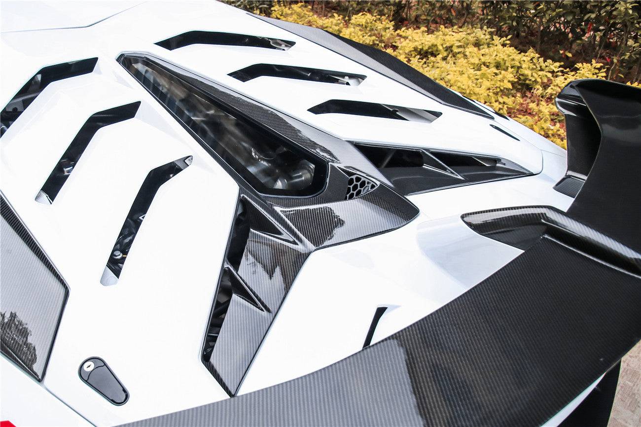 Carbonado 2011-2021 Lamborghini Aventador LP700 LP740 LP750 Coupe Roadster SVJ Style Part DRY Carbon Fiber Engine Hood And Wing