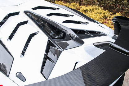 Carbonado 2011-2021 Lamborghini Aventador LP700 LP740 LP750 Coupe Roadster SVJ Style Part DRY Carbon Fiber Engine Hood And Wing