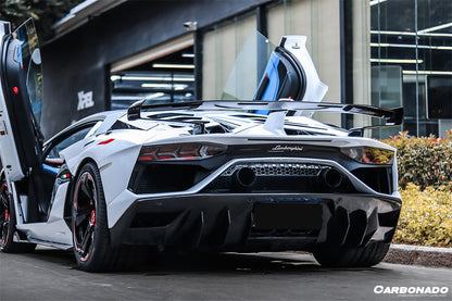 Carbonado 2011-2021 Lamborghini Aventador LP700 LP740 LP750 Coupe Roadster SVJ Style Part DRY Carbon Fiber Engine Hood And Wing