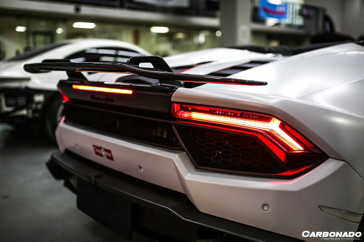 Alerón de maletero de fibra de carbono estilo Lamborghini Huracan LP610 LP580 Evo Tecnica VRS-II con base, Carbonado 2015-2025