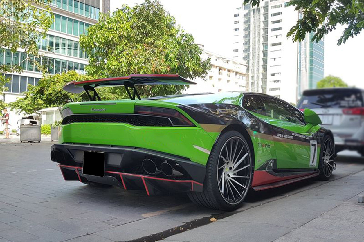 Carbonado 2015-2025 Lamborghini Huracan LP610  LP580  Evo  Tecnica RZS Style Carbon Fiber Trunk Spoiler Wing