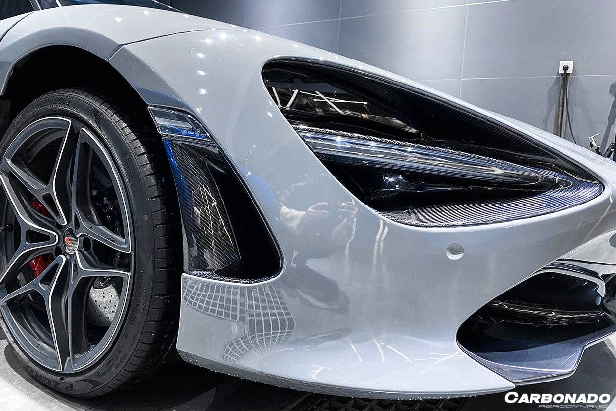 Carbonado 2017-2022 McLaren 720S OEM Style Dry Carbon Fiber Headlight Inserts Tim Replacement