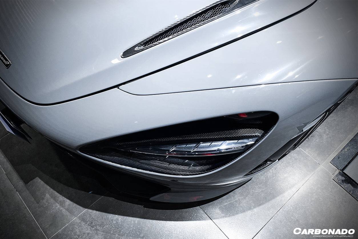 Carbonado 2017-2022 McLaren 720S OEM Style Dry Carbon Fiber Headlight Inserts Tim Replacement