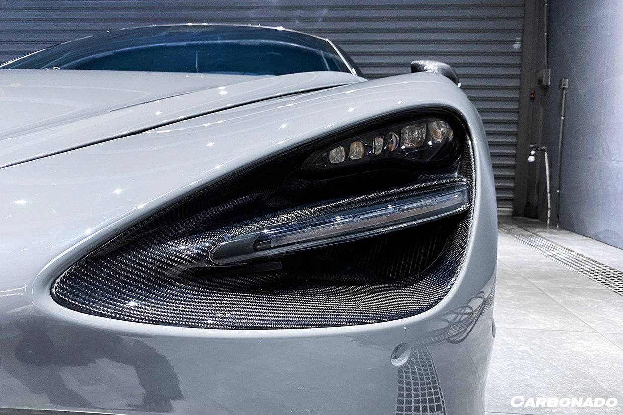 Carbonado 2017-2022 McLaren 720S OEM Style Dry Carbon Fiber Headlight Inserts Tim Replacement