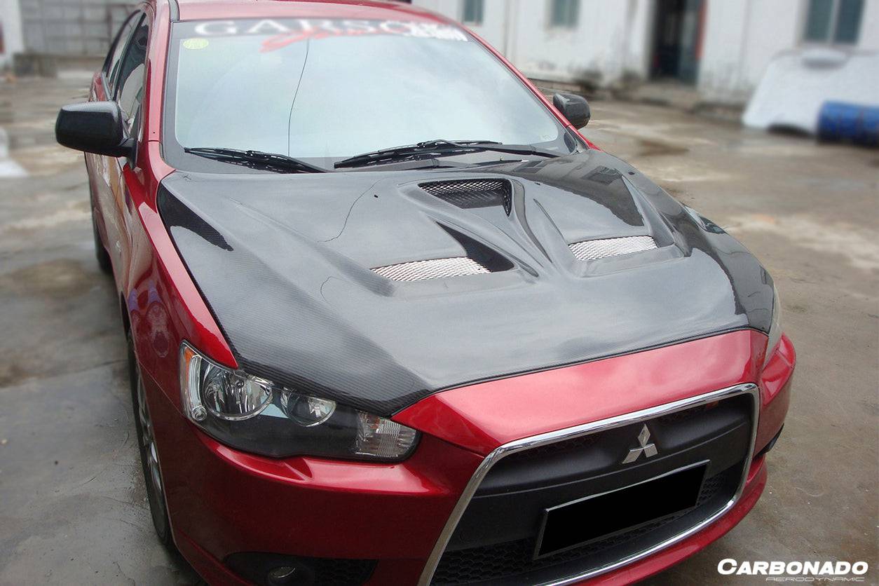 Carbonado VTX Style Carbon Fiber Hood | 2008-2016 Mitsubishi Lancer