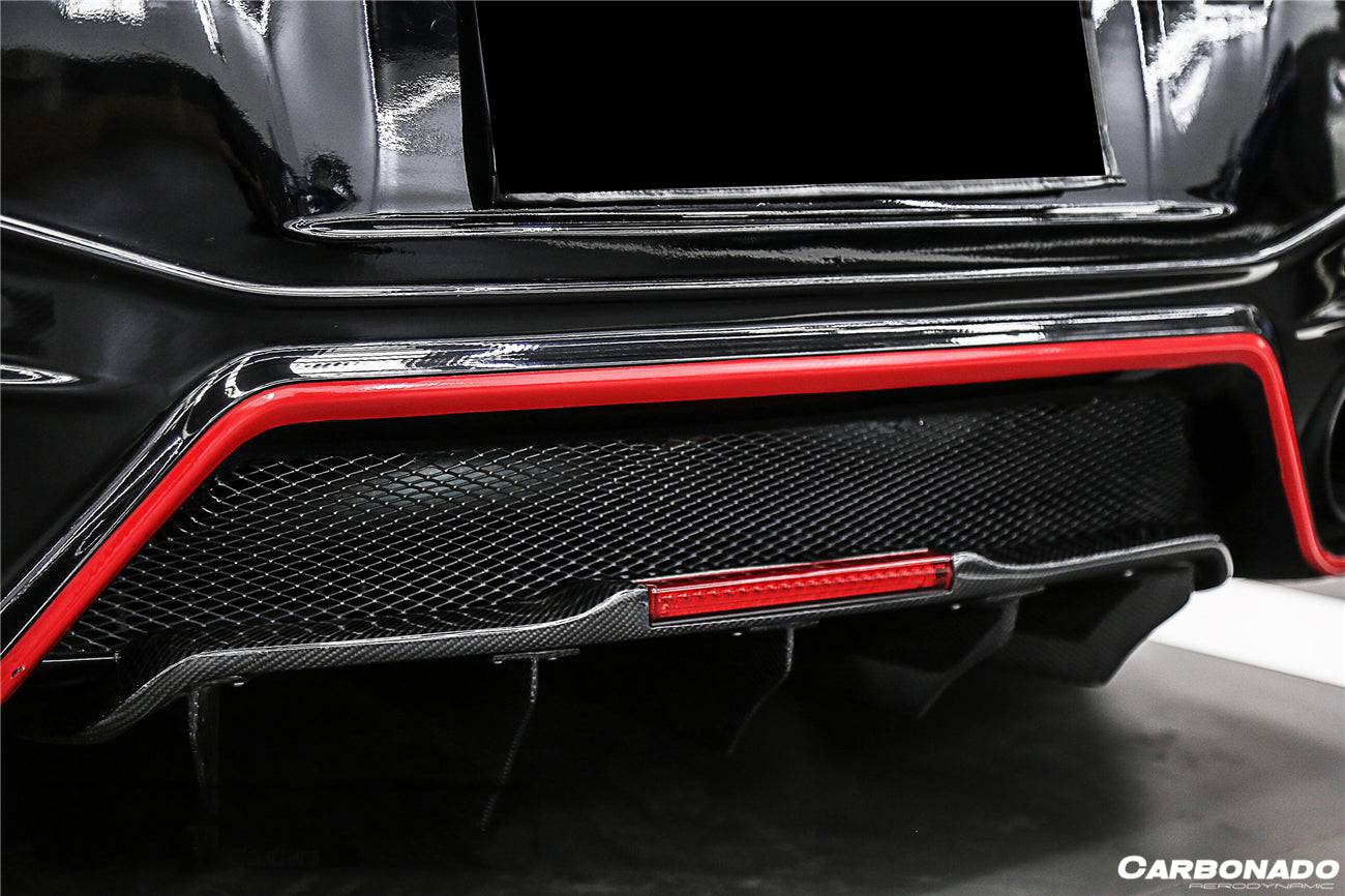 Carbonado 2012-2023 Nissan GTR R35 DBA & EBA NISMO Style Carbon Fiber Rear Diffuser With Canards & Break Light