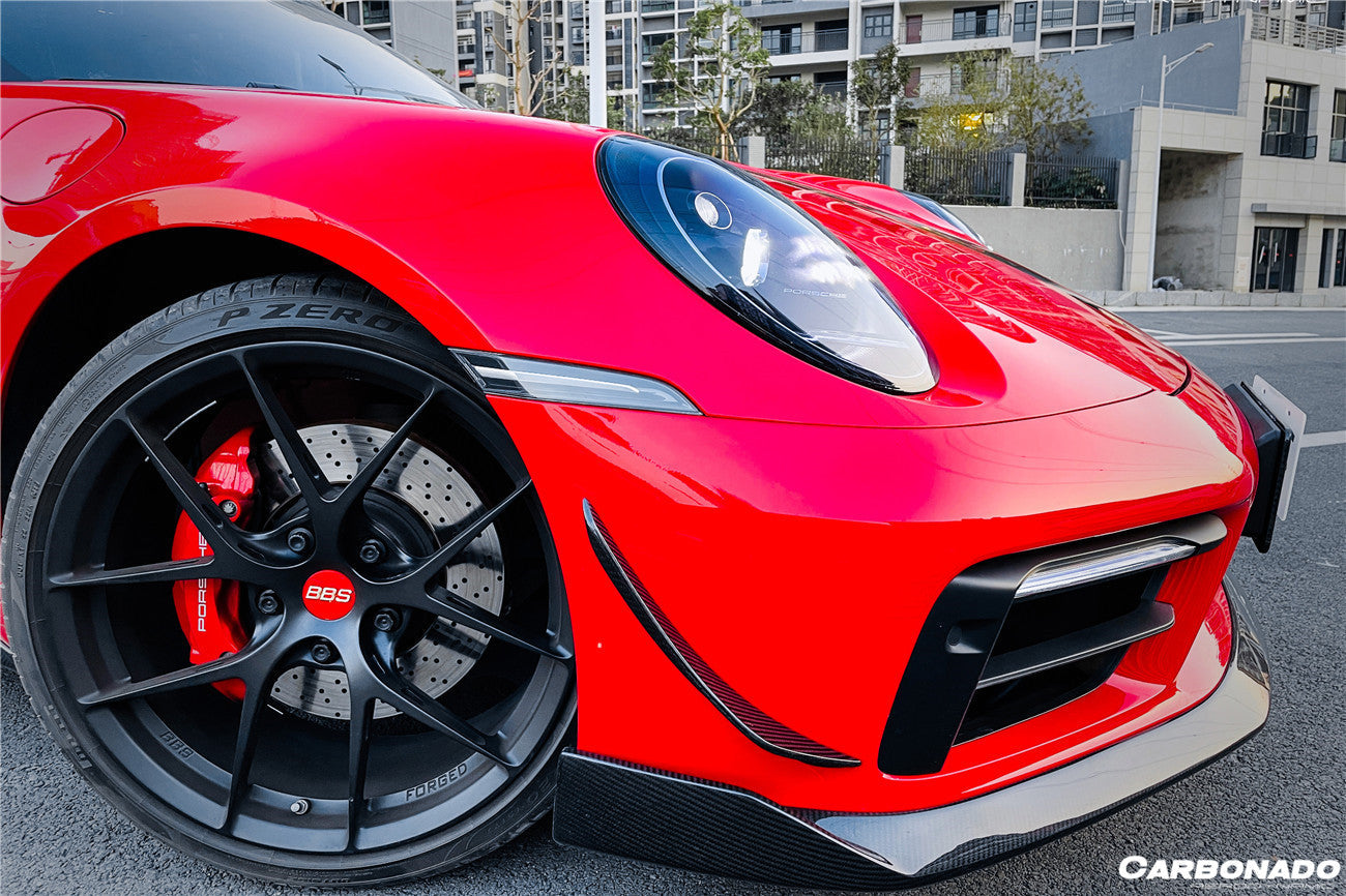 Carbonado 2019-2023 Porsche 911 992 Carrera    Targa Sport Design WP Style Dry Carbon Fiber Bumper Canards