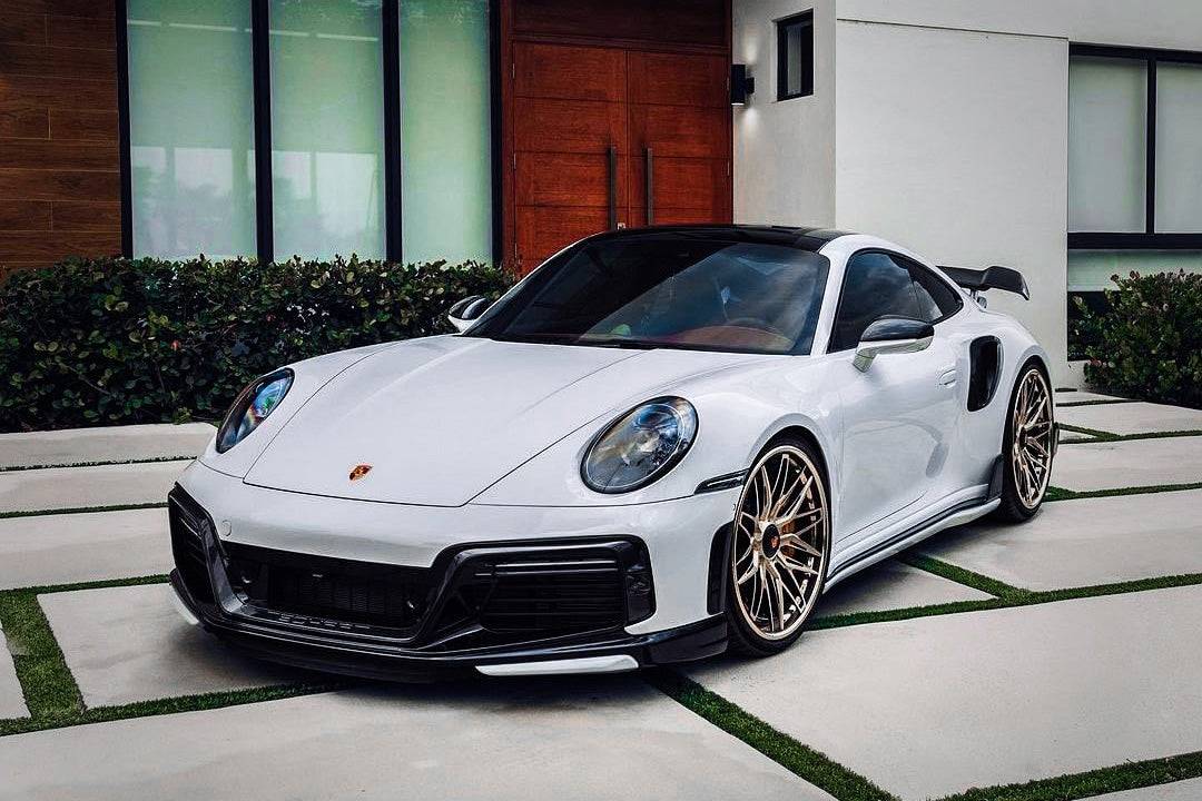 Faldones laterales de fibra de carbono seca estilo Porsche 911 992 TurboS TA Carbonado 2020-2023
