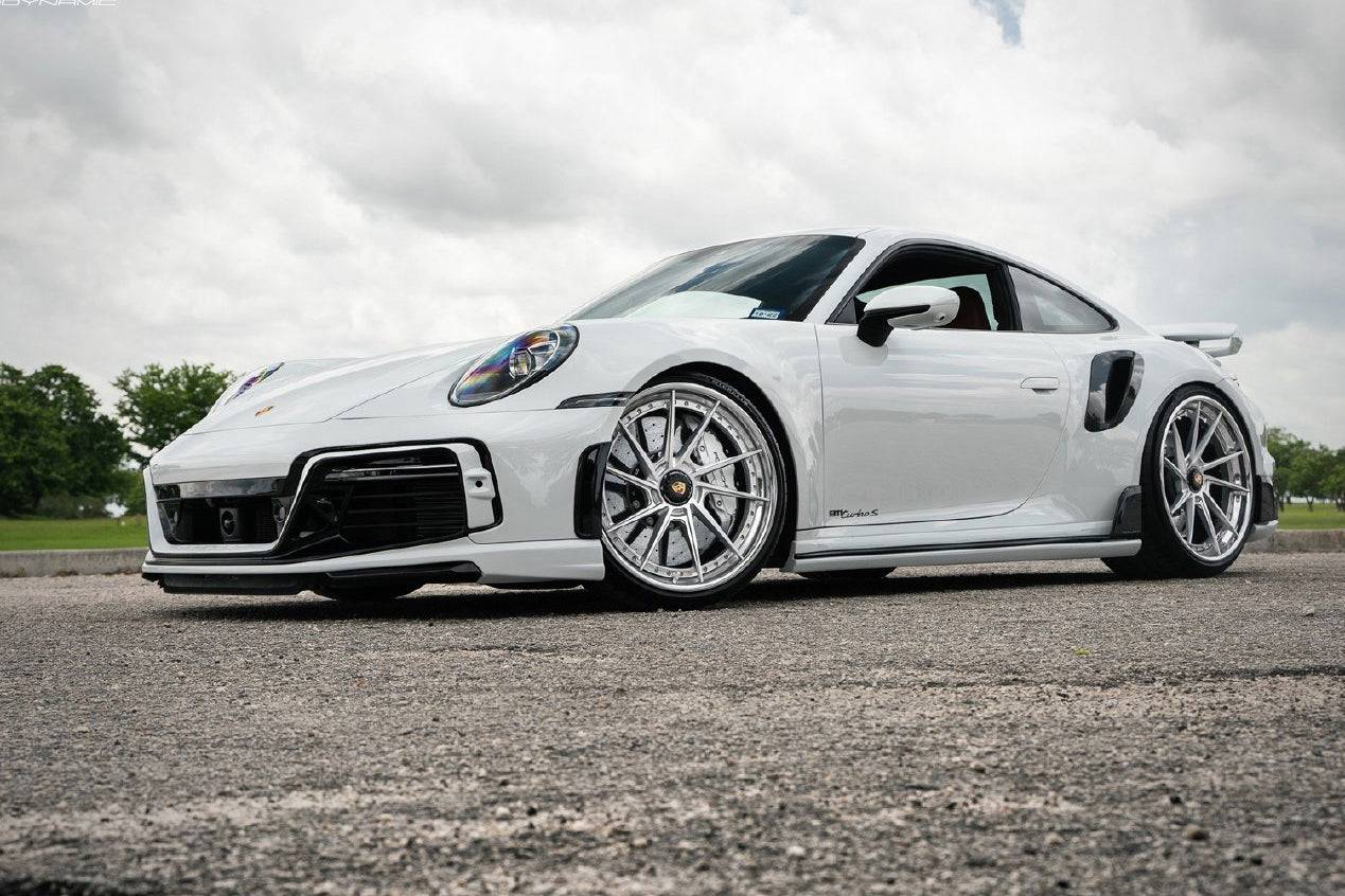 Faldones laterales de fibra de carbono seca estilo Porsche 911 992 TurboS TA Carbonado 2020-2023