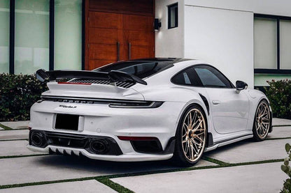 Carbonado 2020-2023 Porsche 911 992 Turbo S TA Style DRY Carbon Fiber Rear Lip With Winglets