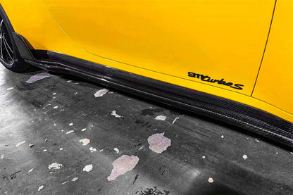 Faldones laterales de fibra de carbono seca estilo Porsche 911 992 TurboS TA Carbonado 2020-2023