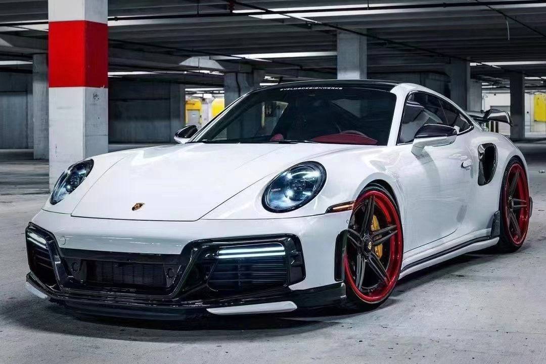 Faldones laterales de fibra de carbono seca estilo Porsche 911 992 TurboS TA Carbonado 2020-2023