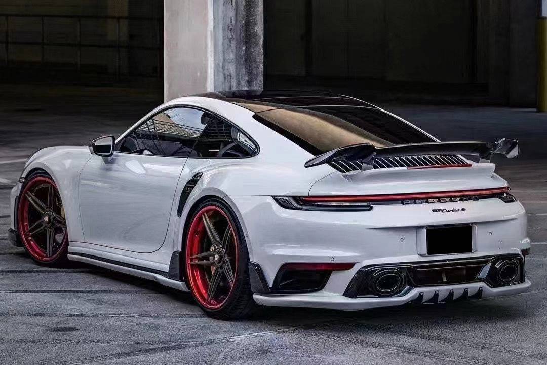 Carbonado 2020-2023 Porsche 911 992 Turbo S TA Style DRY Carbon Fiber Rear Lip With Winglets