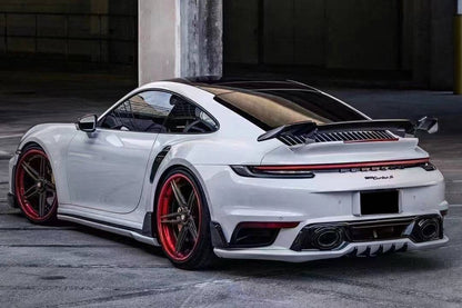 Carbonado 2020-2023 Porsche 911 992 Turbo S TA Style DRY Carbon Fiber Rear Lip With Winglets