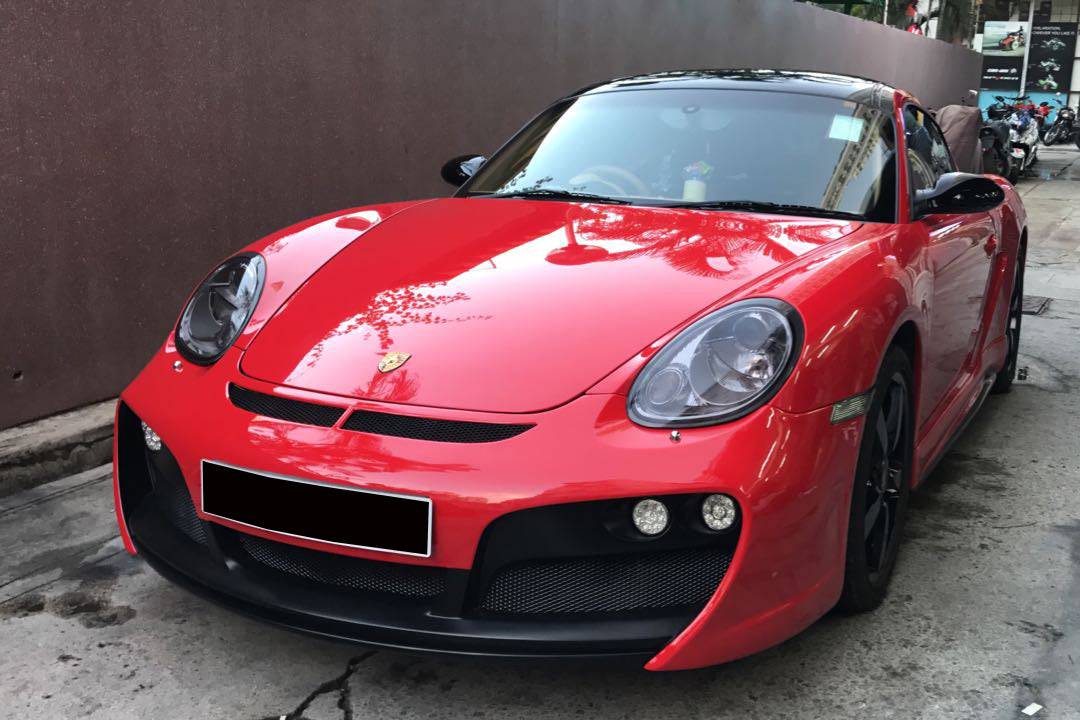 Parachoques delantero estilo Porsche Cayman Boxster 987 TA Carbonado 2005-2008 con luces LED