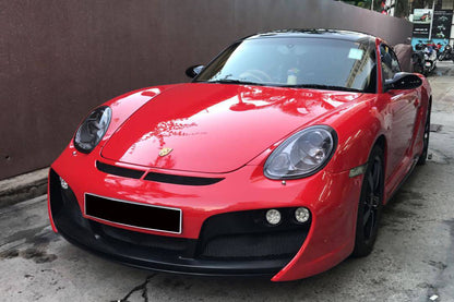 Parachoques delantero estilo Porsche Cayman Boxster 987 TA Carbonado 2005-2008 con luces LED