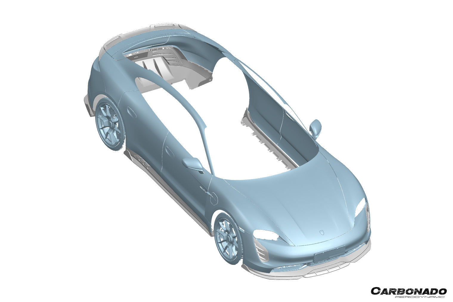 Borde delantero de fibra de carbono seco estilo AD Porsche Taycan GTS Turbo Carbonado 2019-2024