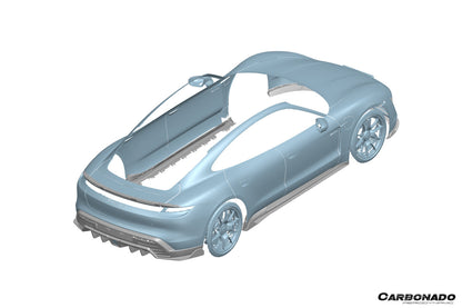 Labio difusor trasero de fibra de carbono seco estilo AD Porsche Taycan GTS Turbo Carbonado 2019-2024