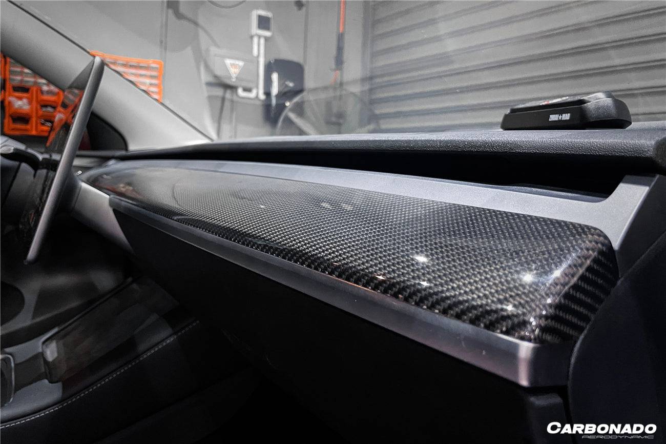Carbonado OEM Style Autoclave Carbon Fiber Dashboard Trim Interior Replacement | 2020-2023 Tesla Model 3/Y