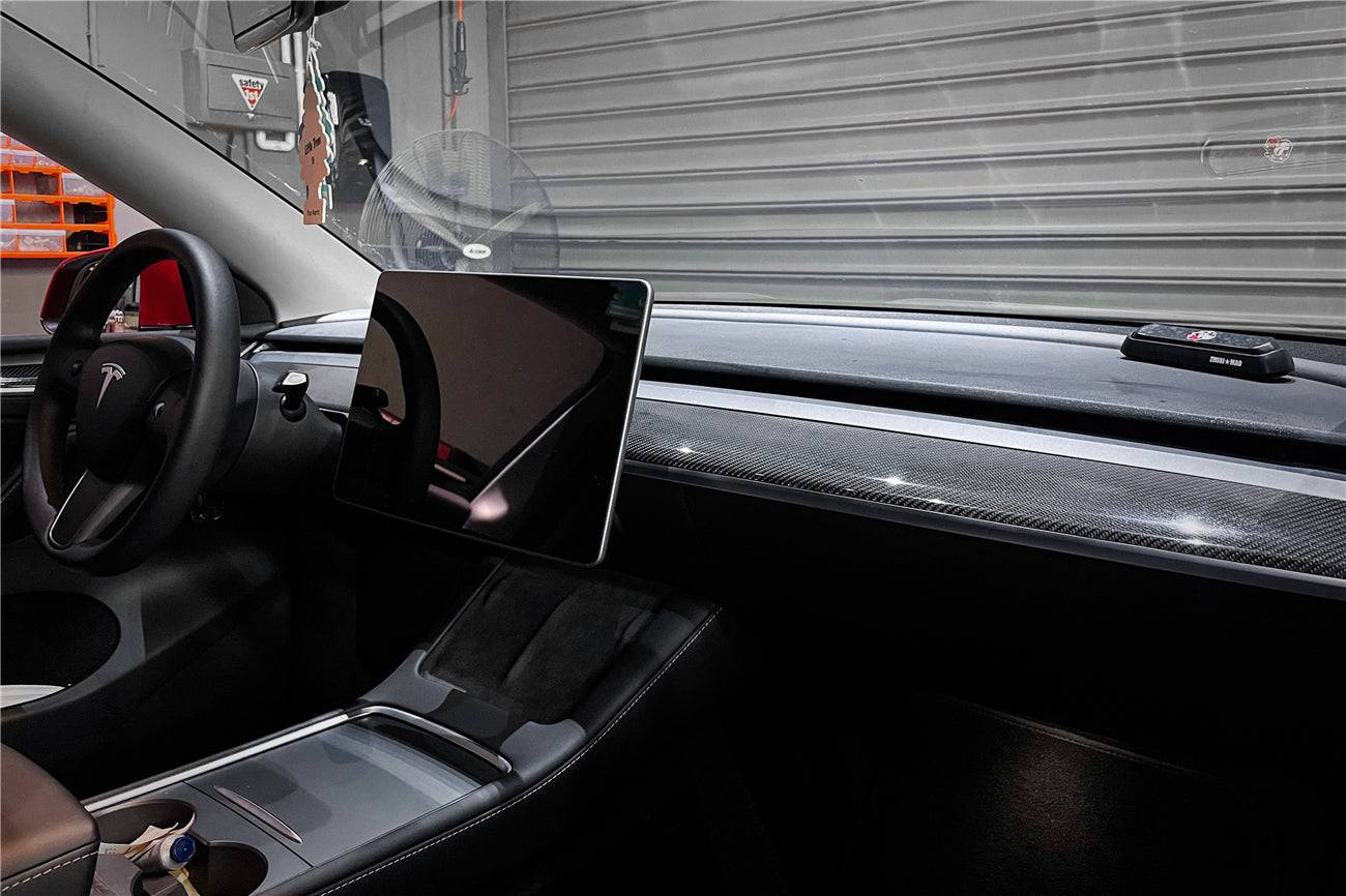 Carbonado OEM Style Autoclave Carbon Fiber Dashboard Trim Interior Replacement | 2020-2023 Tesla Model 3/Y