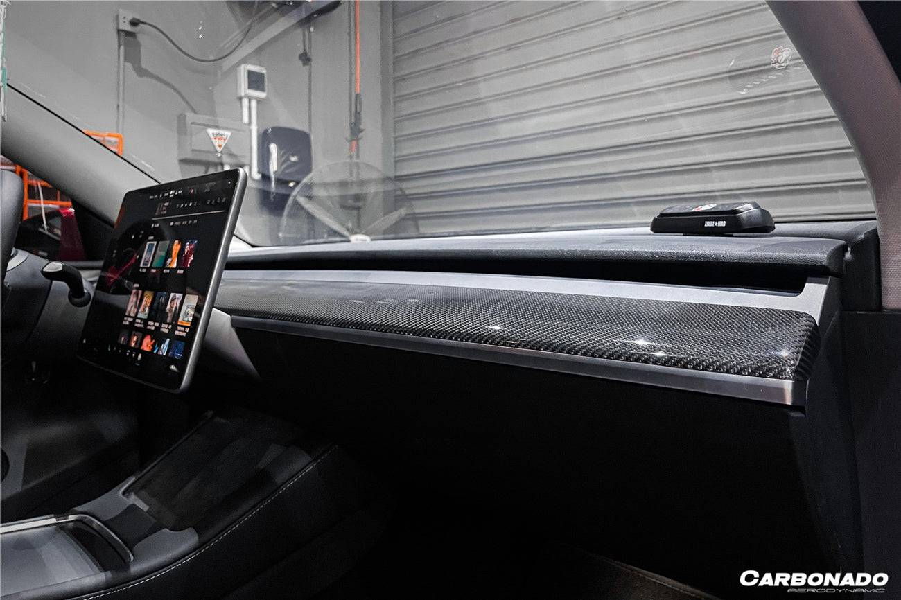 Carbonado OEM Style Autoclave Carbon Fiber Dashboard Trim Interior Replacement | 2020-2023 Tesla Model 3/Y
