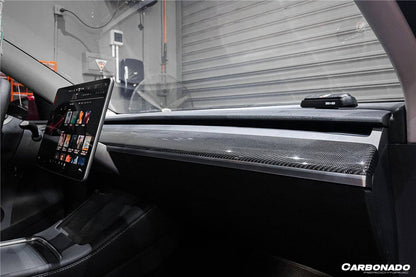 Carbonado OEM Style Autoclave Carbon Fiber Dashboard Trim Interior Replacement | 2020-2023 Tesla Model 3/Y