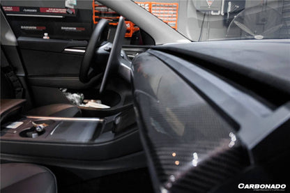 Carbonado OEM Style Autoclave Carbon Fiber Dashboard Trim Interior Replacement | 2020-2023 Tesla Model 3/Y