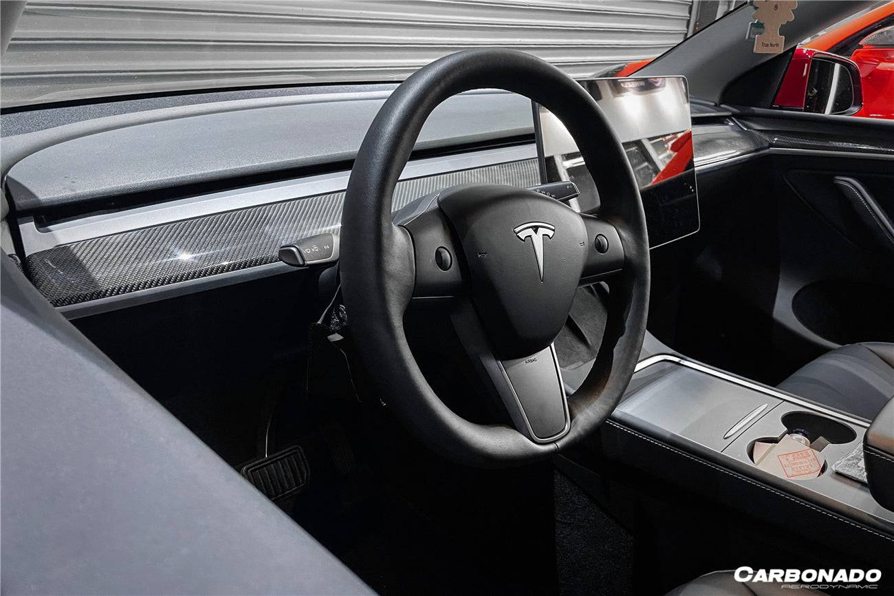 Carbonado OEM Style Autoclave Carbon Fiber Dashboard Trim Interior Replacement | 2020-2023 Tesla Model 3/Y