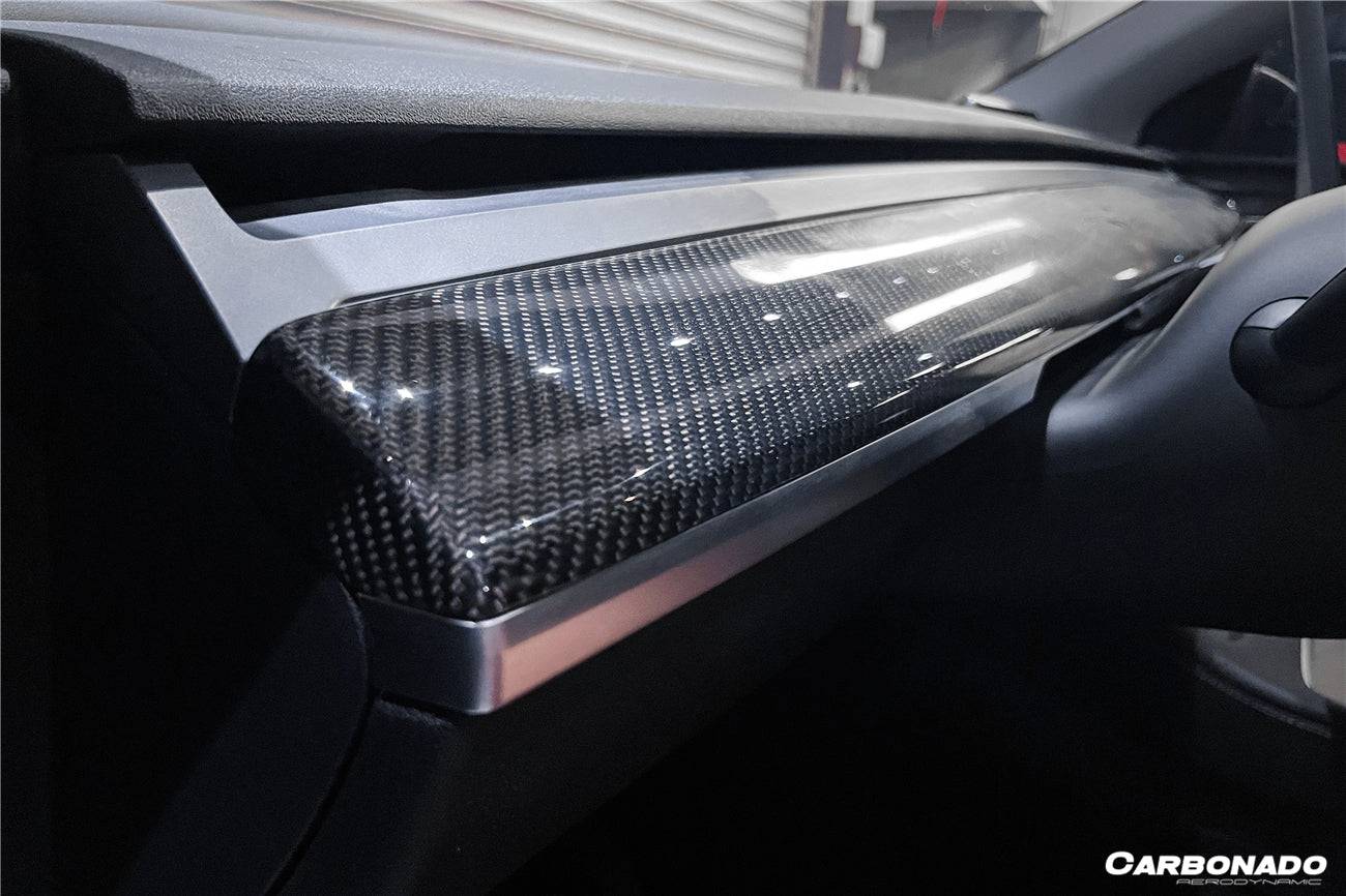 Carbonado OEM Style Autoclave Carbon Fiber Dashboard Trim Interior Replacement | 2020-2023 Tesla Model 3/Y