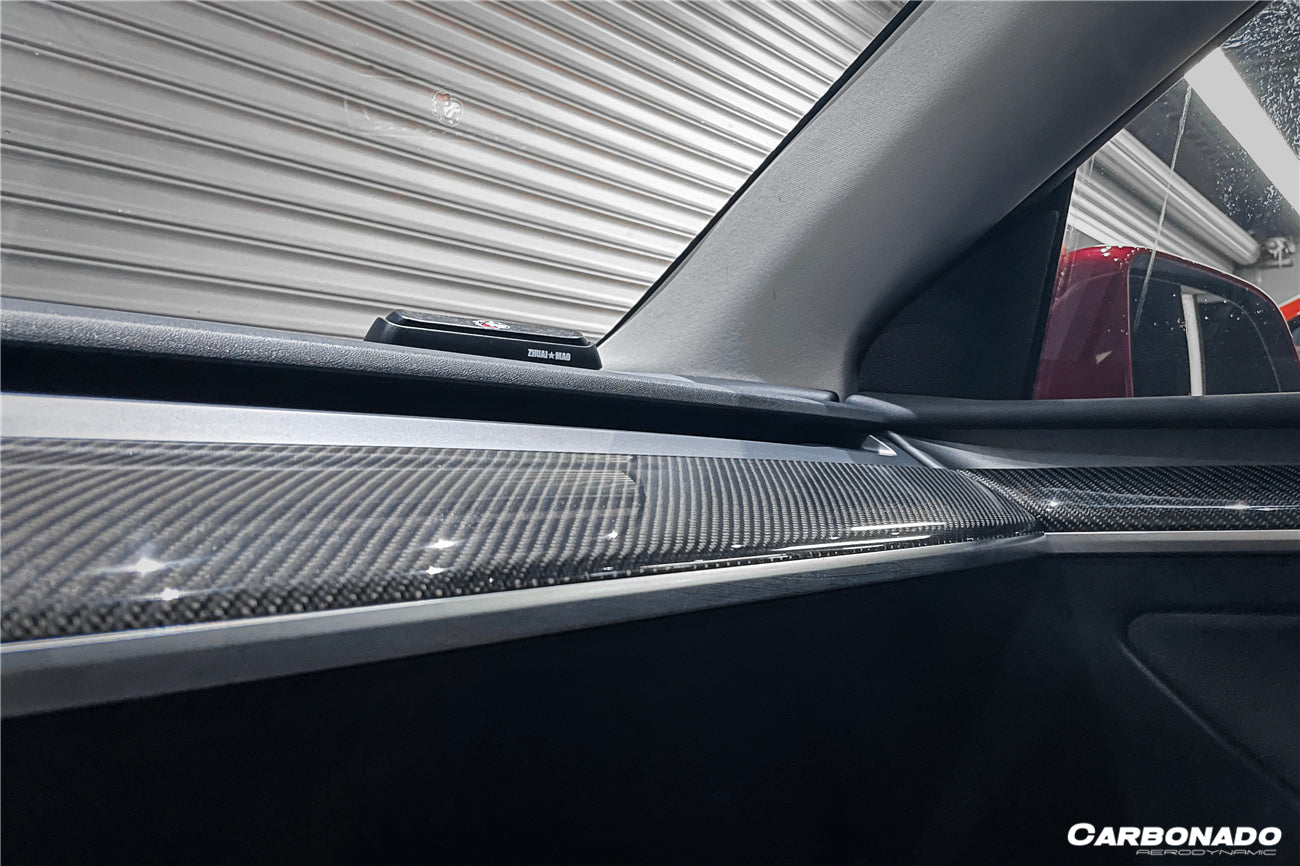Carbonado OEM Style Autoclave Carbon Fiber Dashboard Trim Interior Replacement | 2020-2023 Tesla Model 3/Y