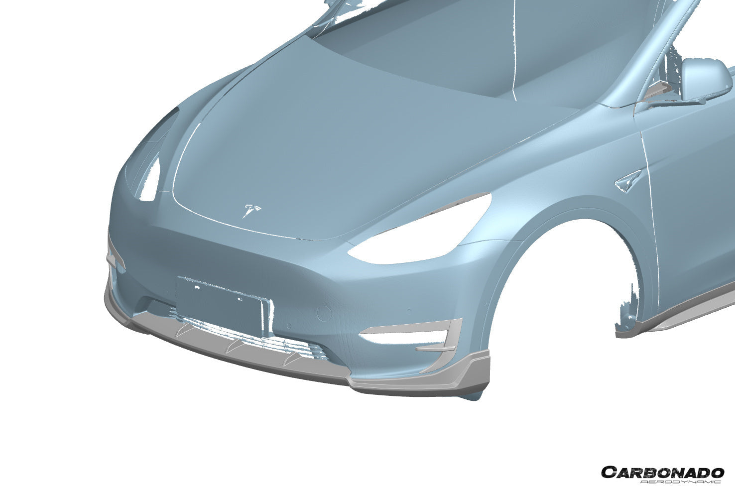 Faldón delantero de fibra de carbono seco estilo Tesla Model Y AD Carbonado 2020-2024